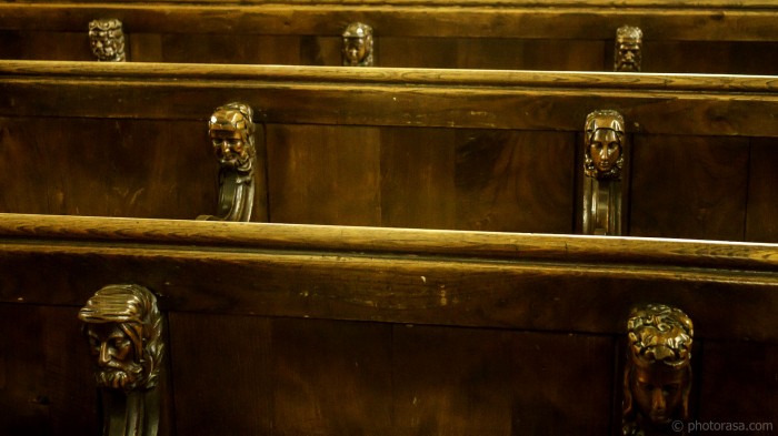 choir stalls with carved heads