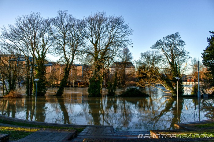 flooded open air theatre opposite near river