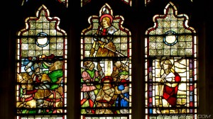 damaged and repaired stained glass