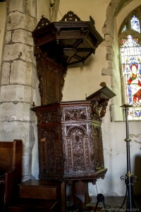 extravagantly carved wooden church pulpit