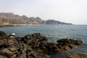giardini naxos coast and lava rocks