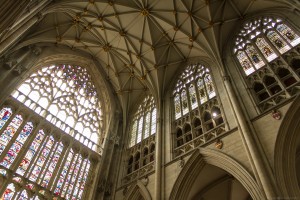 rose window and ceiling