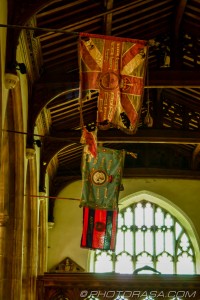torn british flag in church