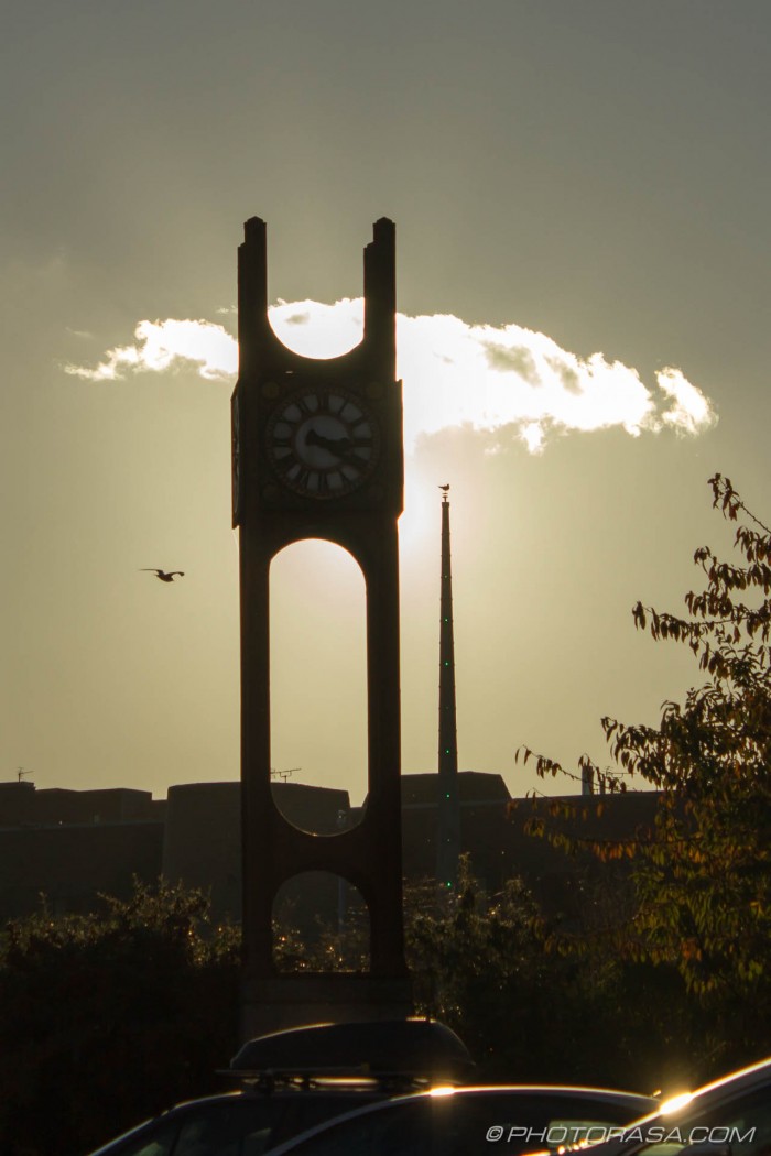 clock at dusk