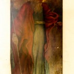 17th century painted panel of moses
