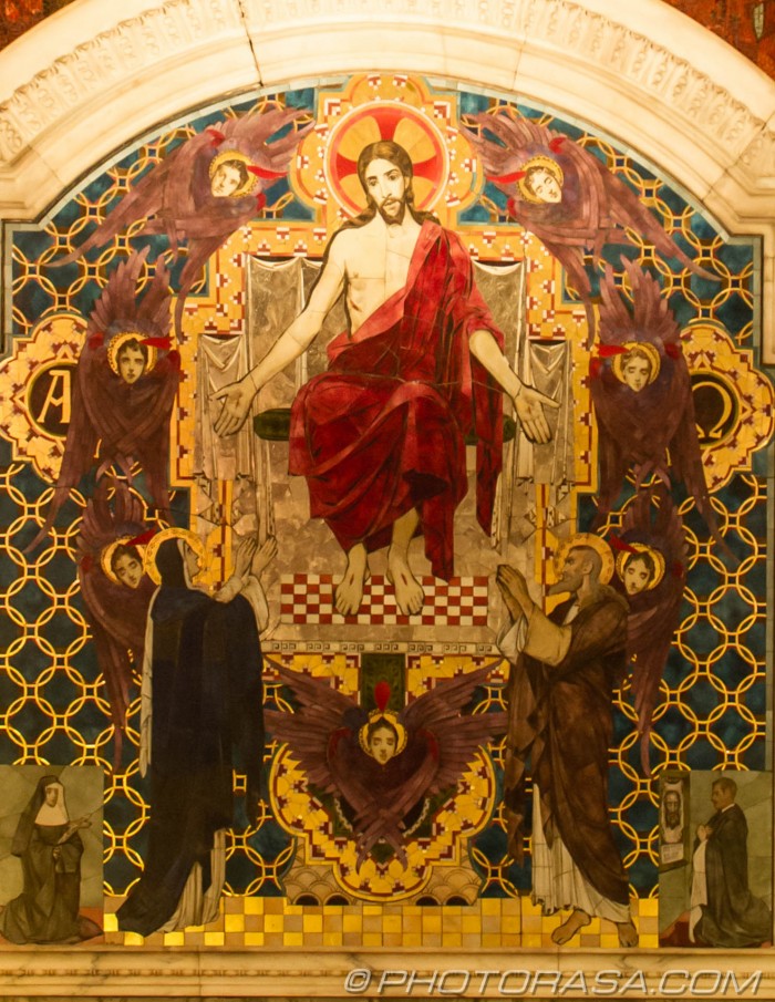 jesus on his holy throne surrounded by holy souls