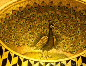 peacock mosaic in detail