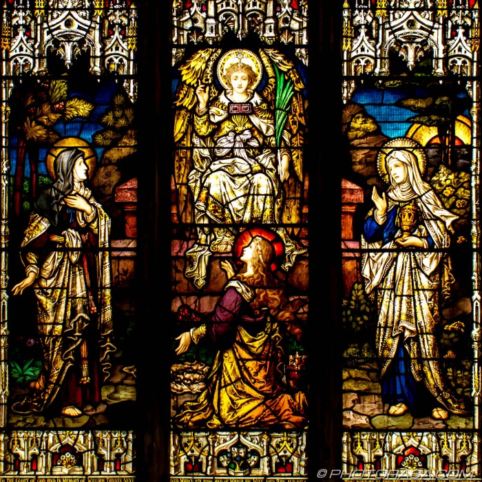 stained glass depicting the resurrection of christ