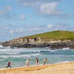 children playing on fistral beach