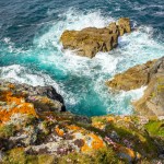 colourful coastal rocks at pentire peninsula