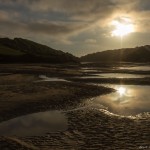 low tide river gannel estaury on a summer evening