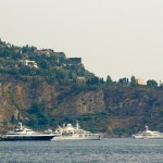 group of super yachts near giardini naxos
