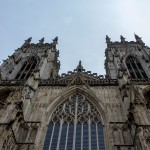 towers above entrance