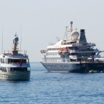 two super yachts close up
