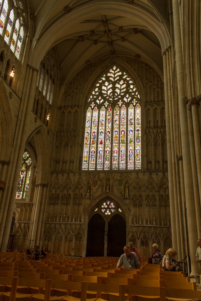 west stained glass in the nave